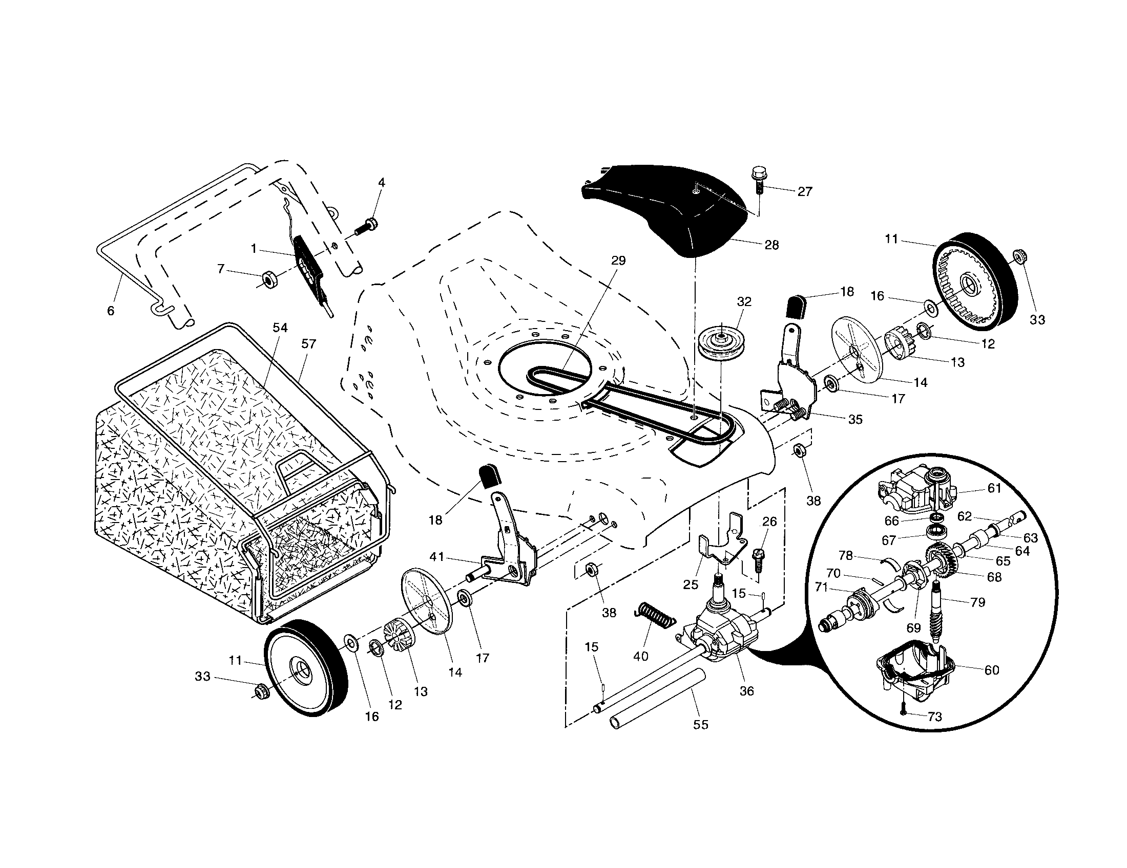 Drive control/gear case/wheels