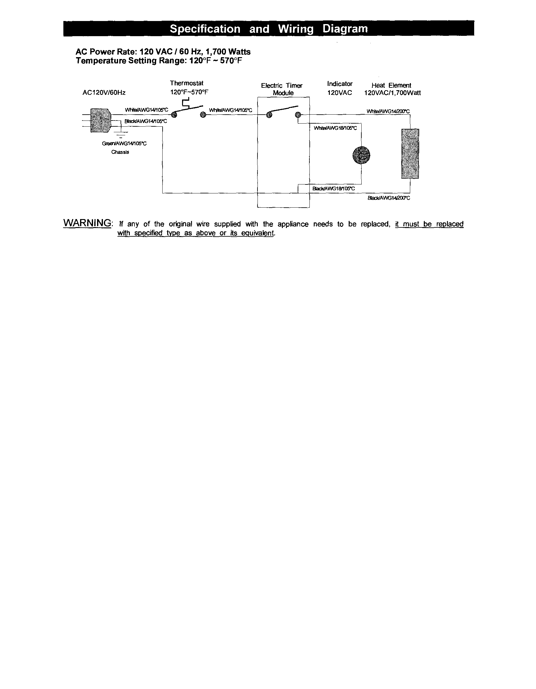 SPECIFICATION/WIRING DIAGRAM