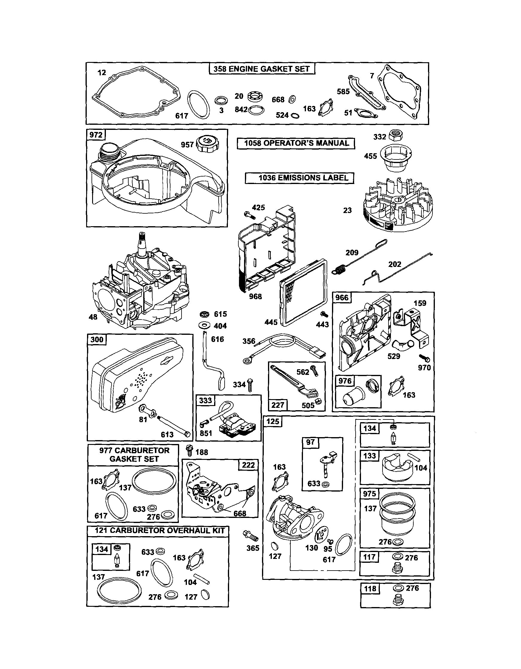 Carburetor/fuel tank/muffler