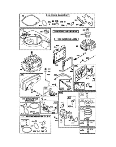 Carburetor/fuel tank/muffler