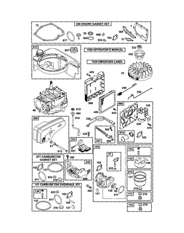 Carburetor/muffler/fuel tank