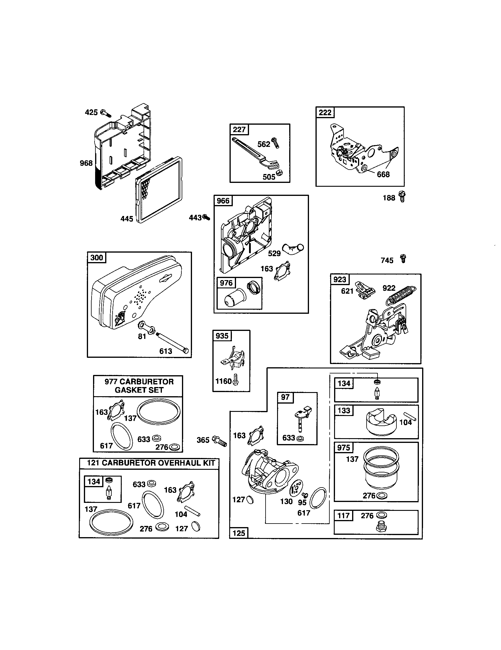 Carburetor/muffler/gasket set