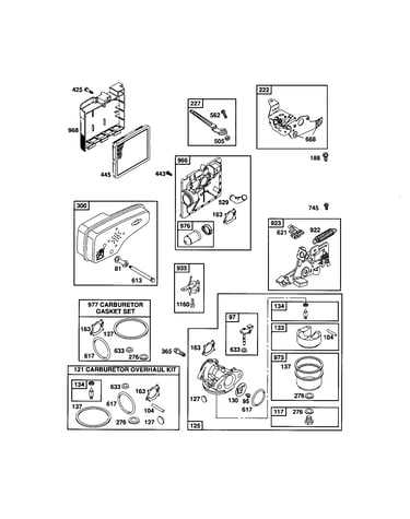 Carburetor/muffler/gasket set
