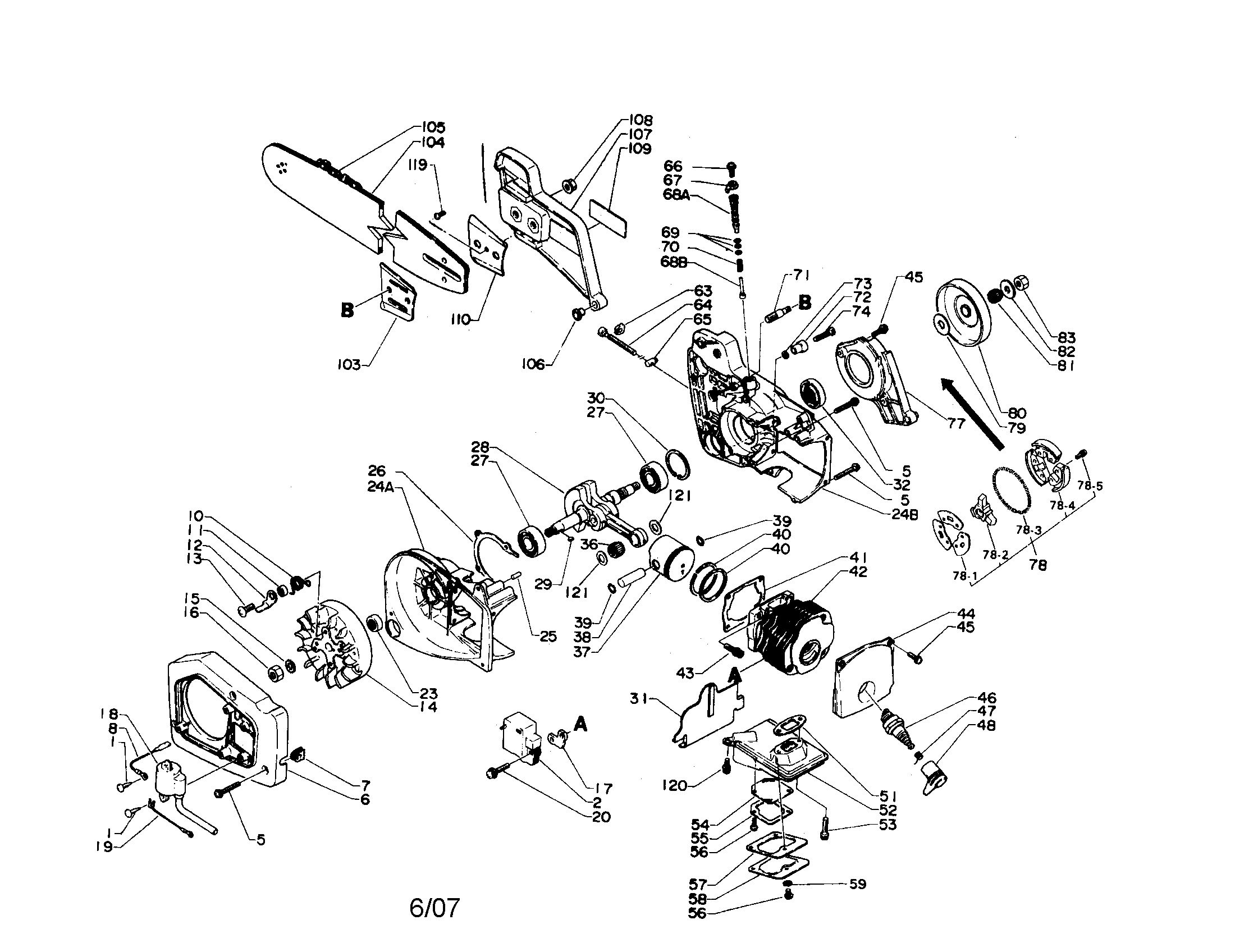 Crankshaft/cylinder/bar