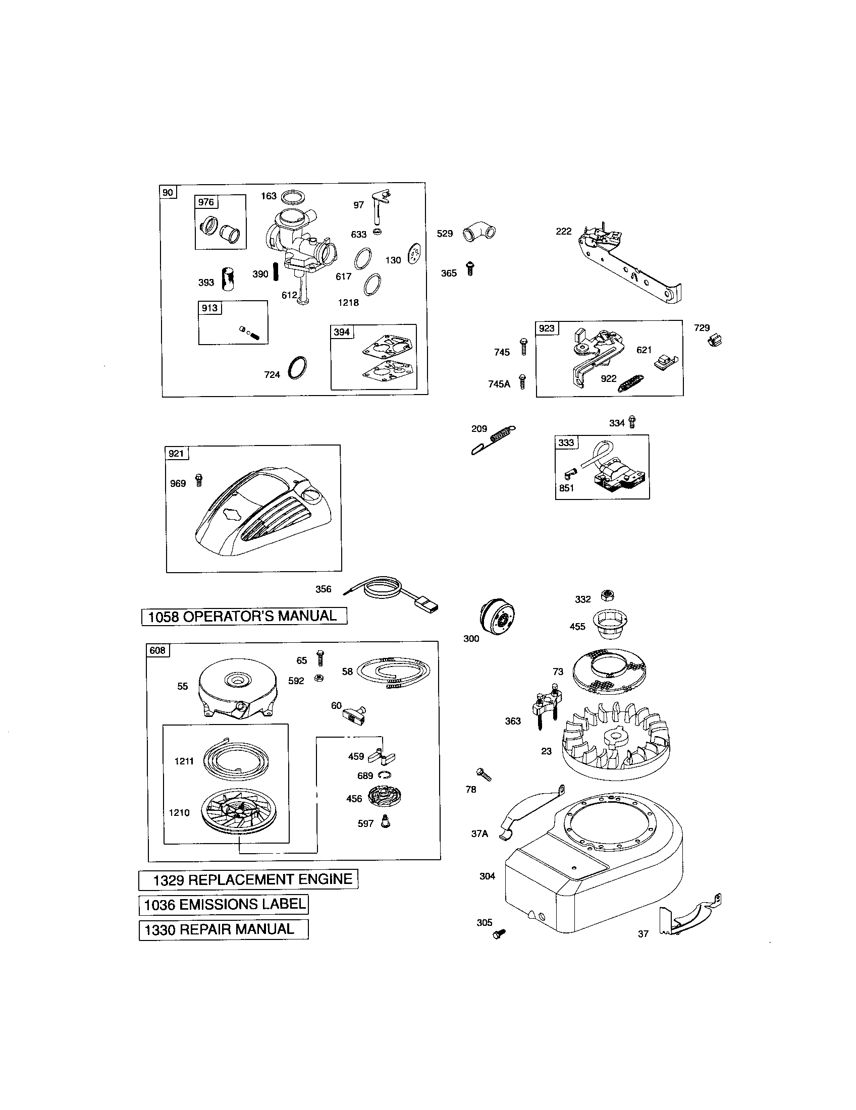 Carburetor/rewind starter