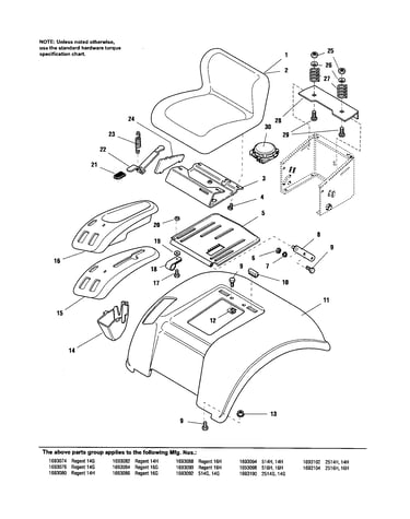 Seat & seat deck (1693074-1693104)