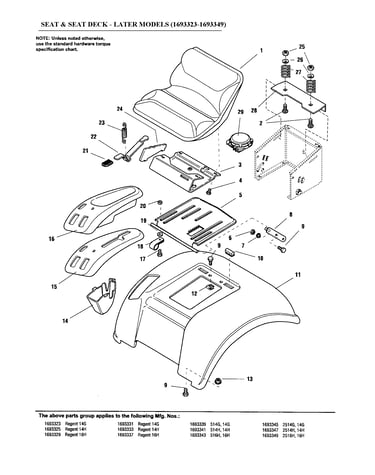 Seat & seat deck (1693323-1693349)