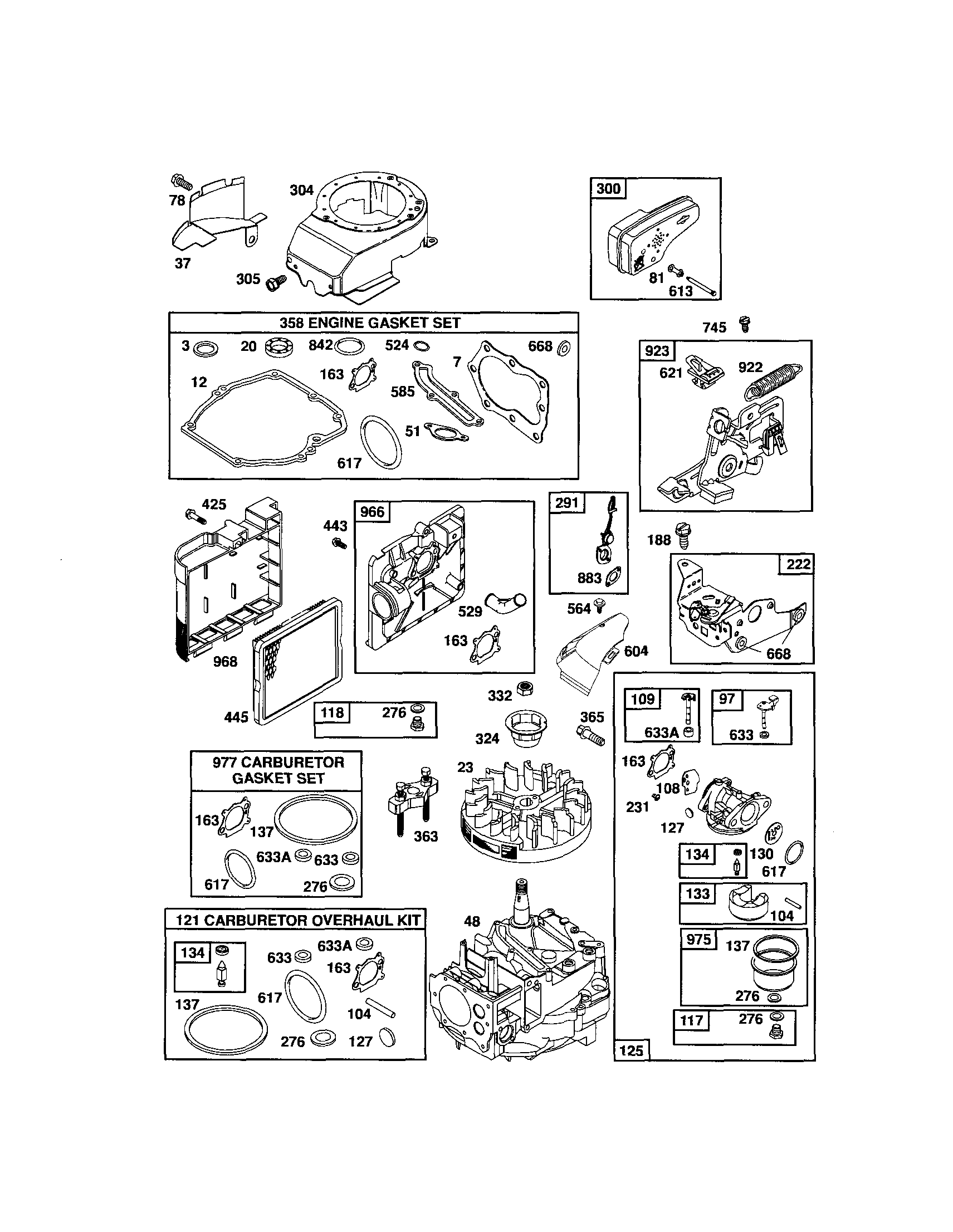 CARBURETOR/SHORT BLOCK/GASKET SETS