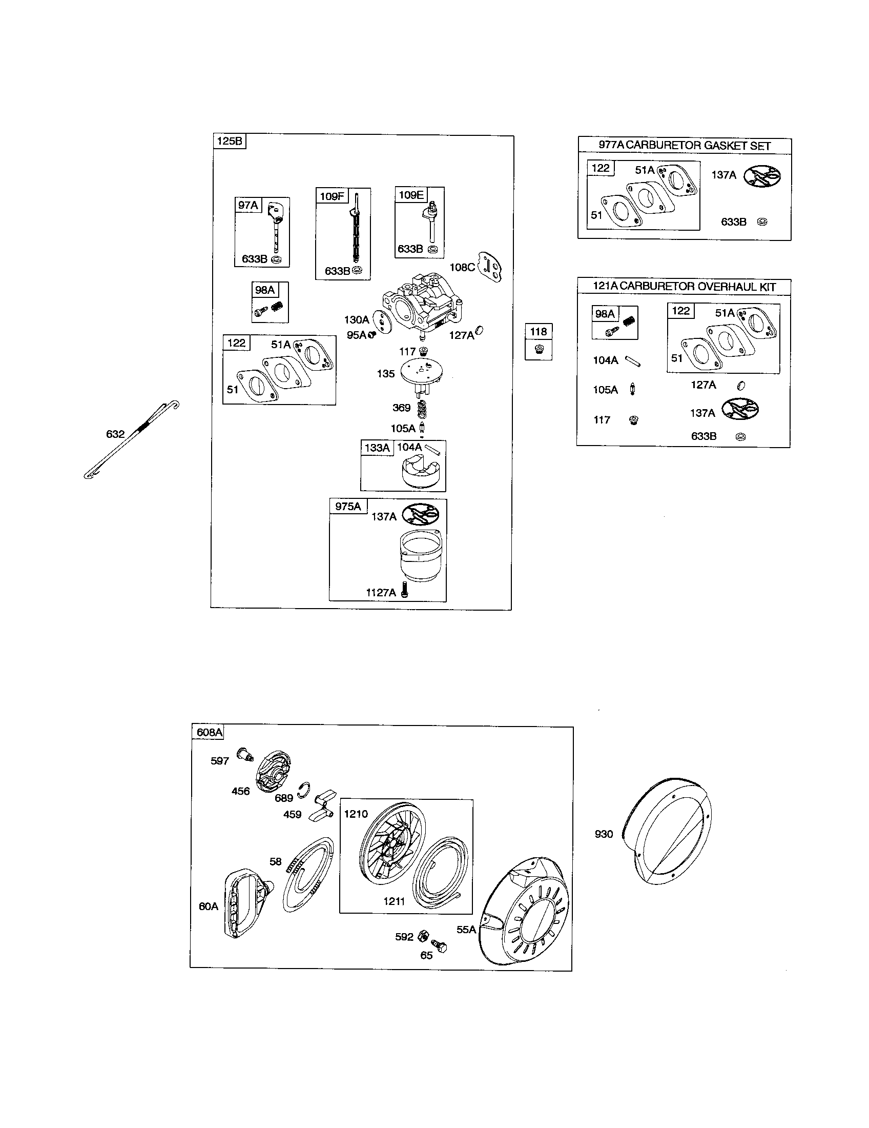 Carburetor/rewind starter