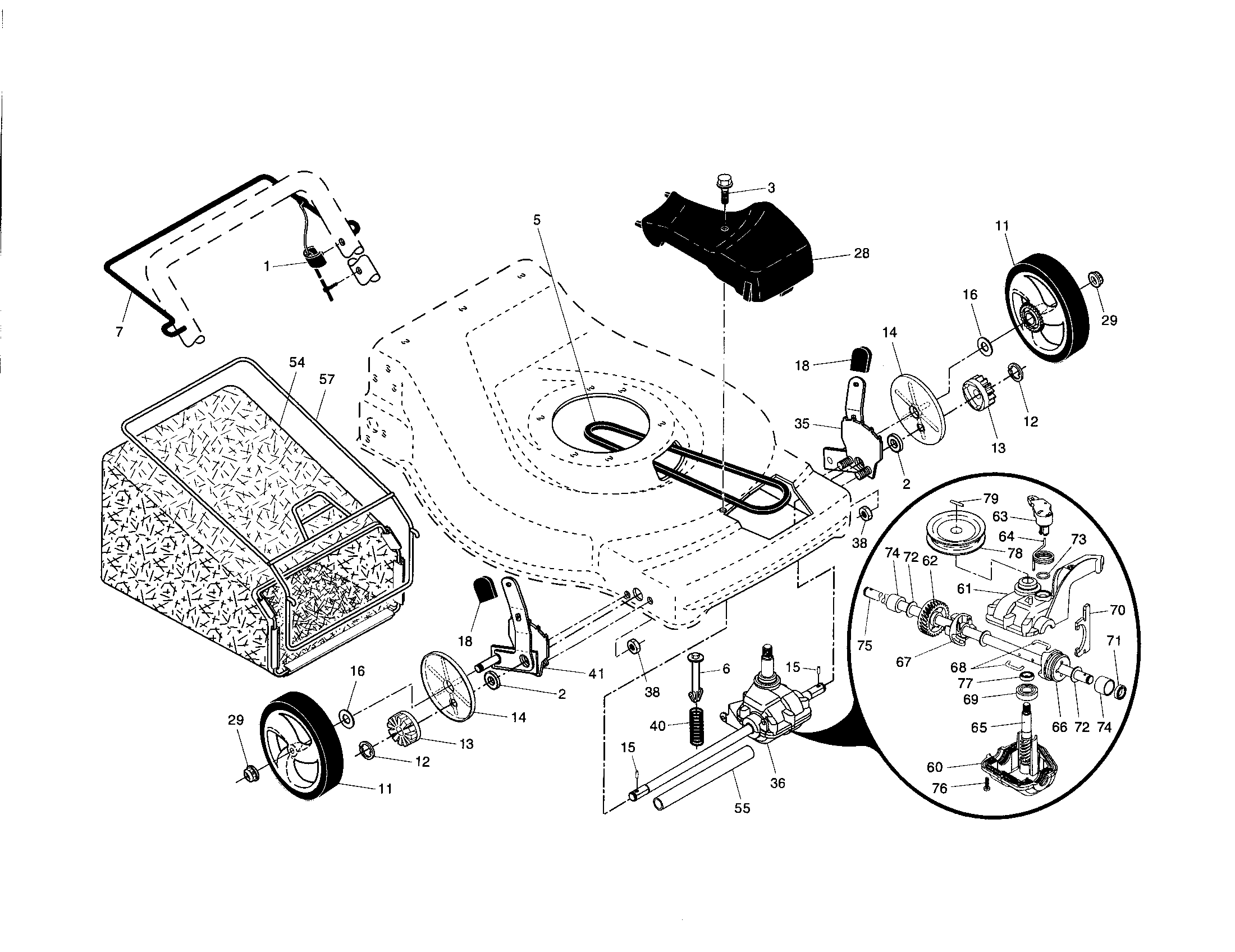 Drive control/gear case/wheels