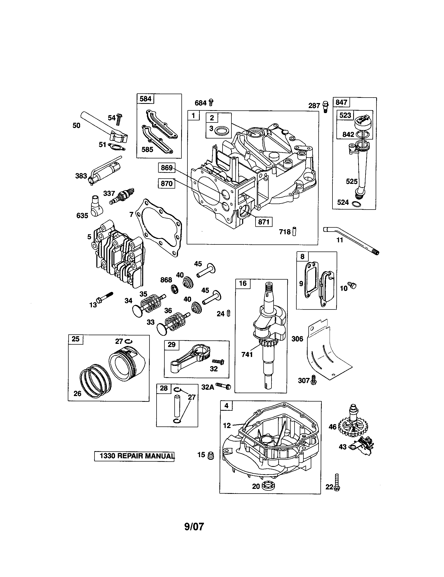 Cylinder/crankshaft/sump