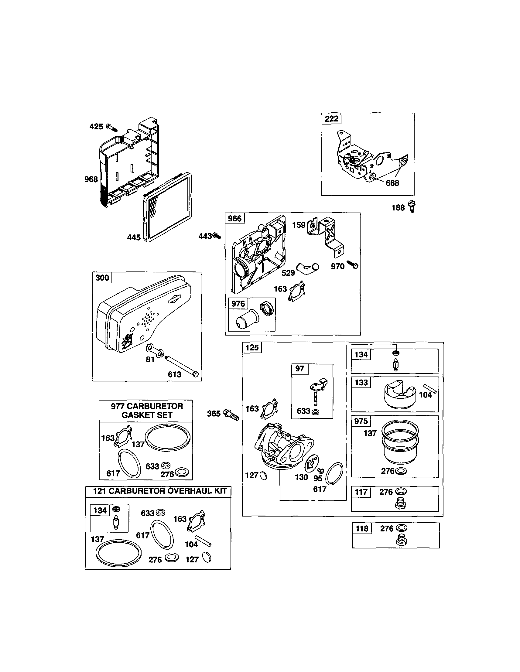 Carburetor/muffler/air cleaner