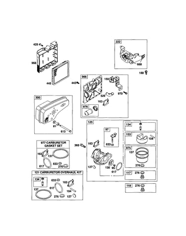 Carburetor/muffler/air cleaner