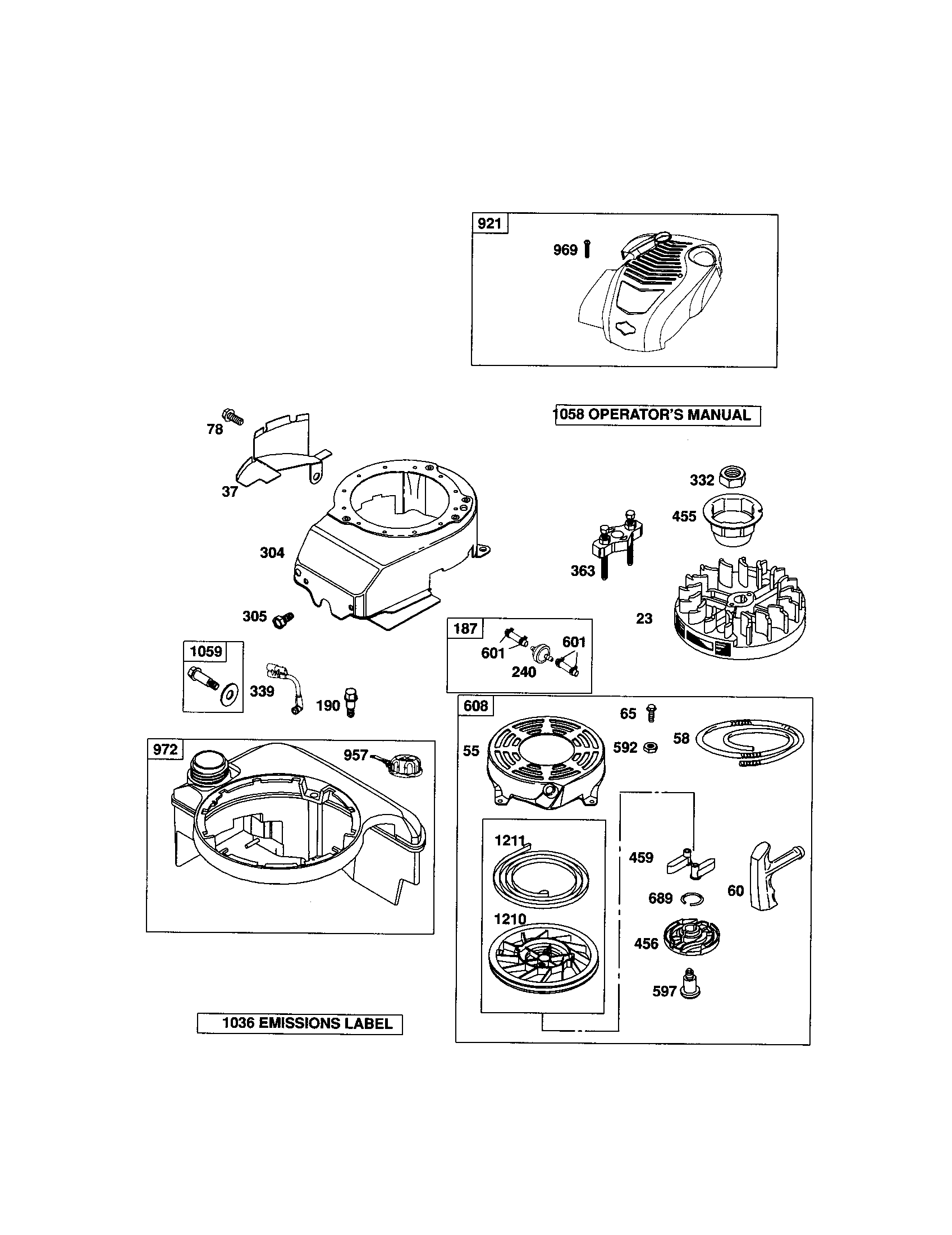 Rewind starter/fuel tank