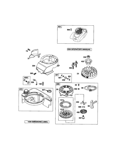 Rewind starter/fuel tank
