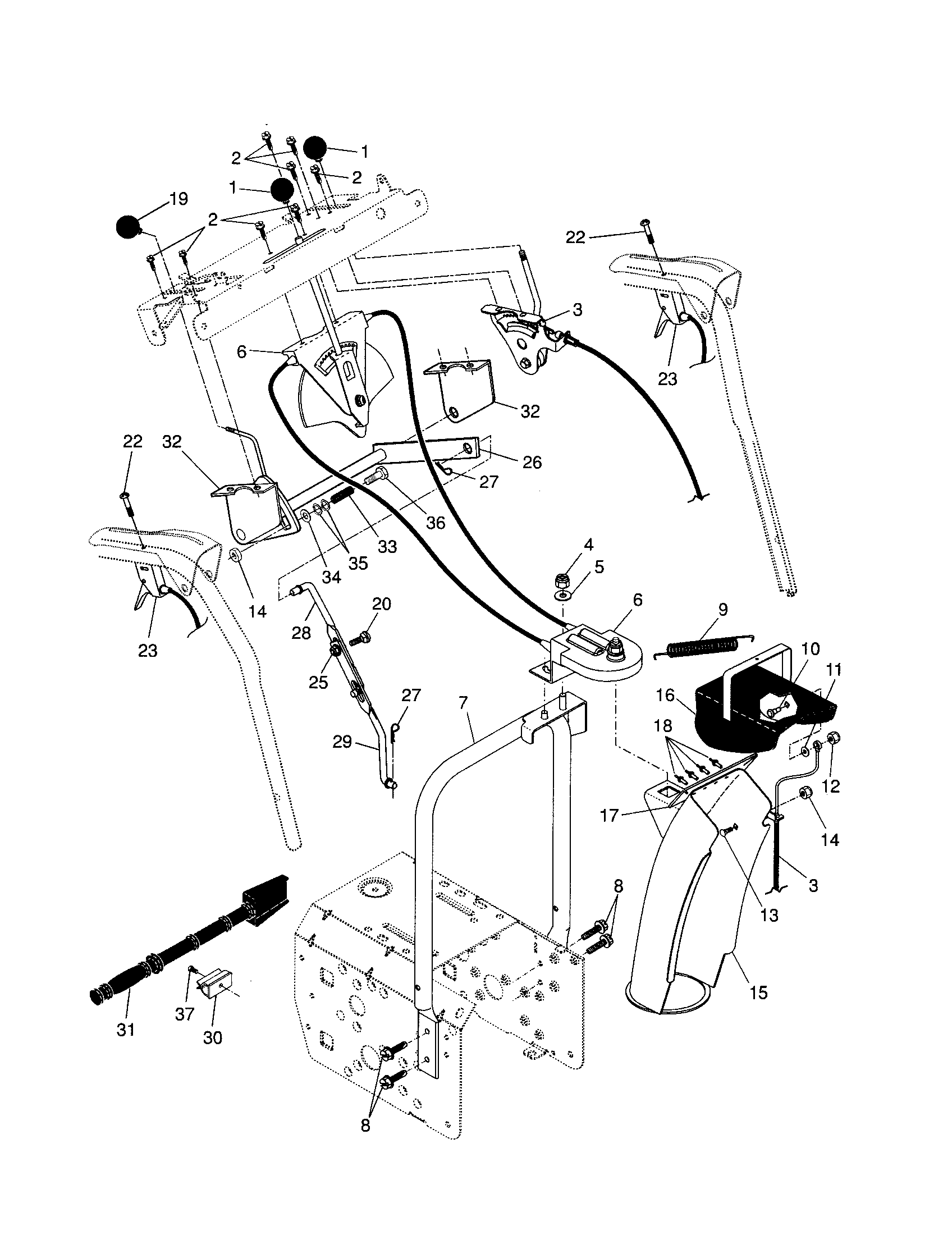 Control panel/discharge chute