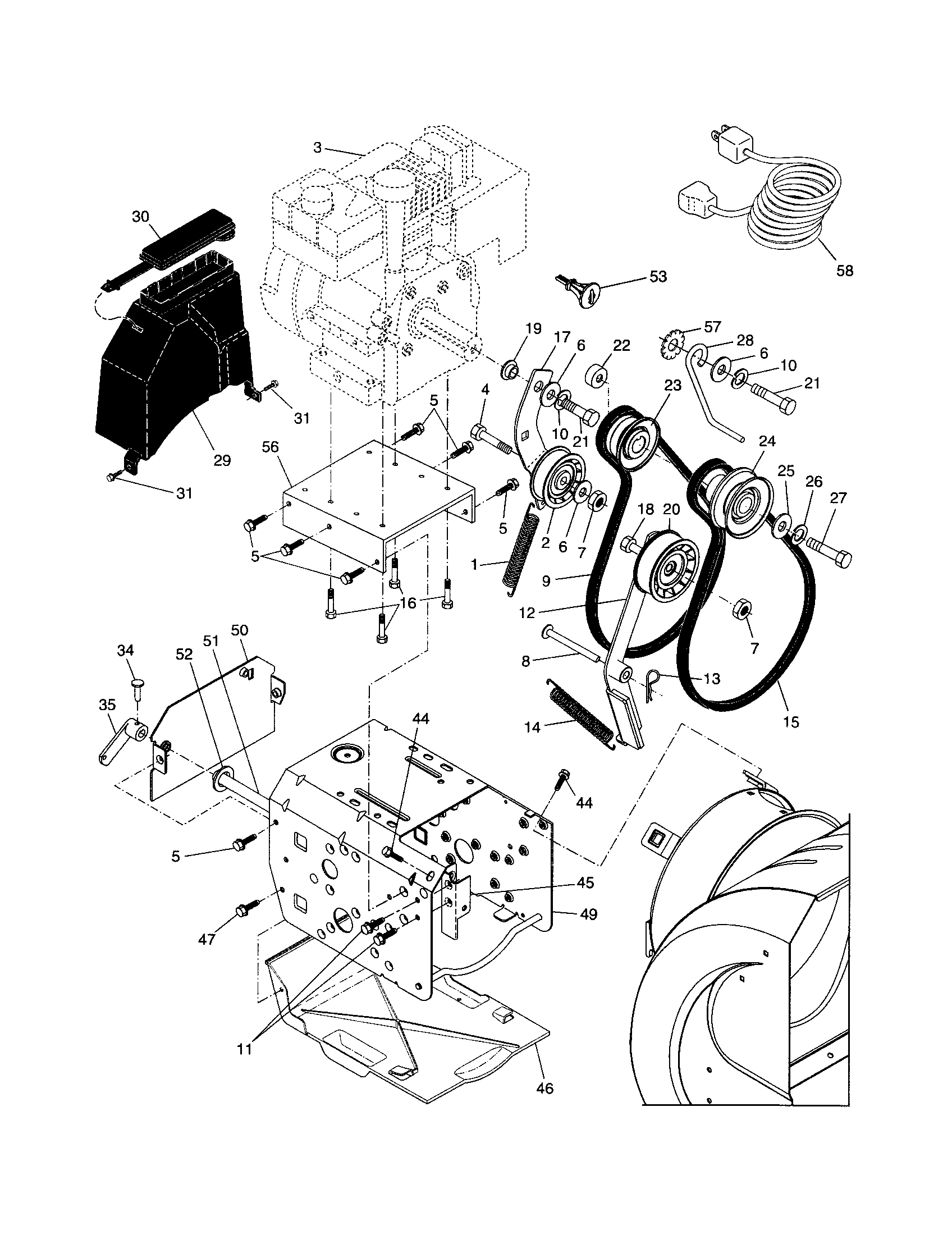 Chassis/engine/pulleys