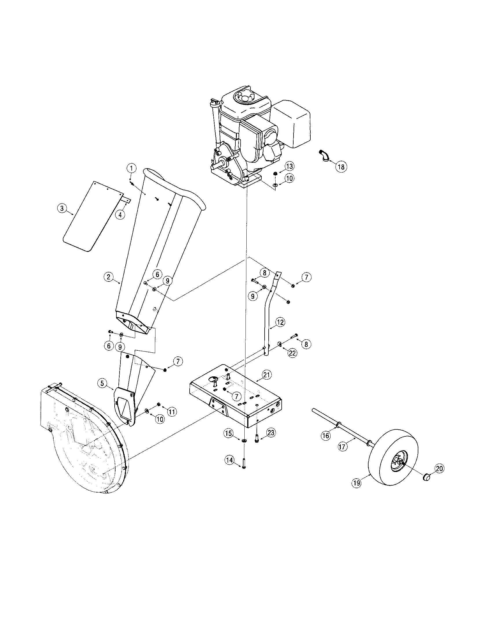 Frame/chipper shredder chute