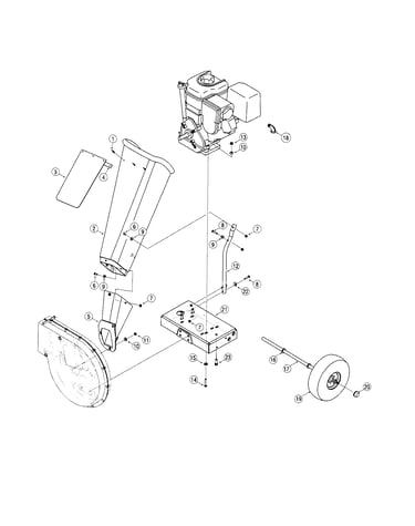 Frame/chipper shredder chute
