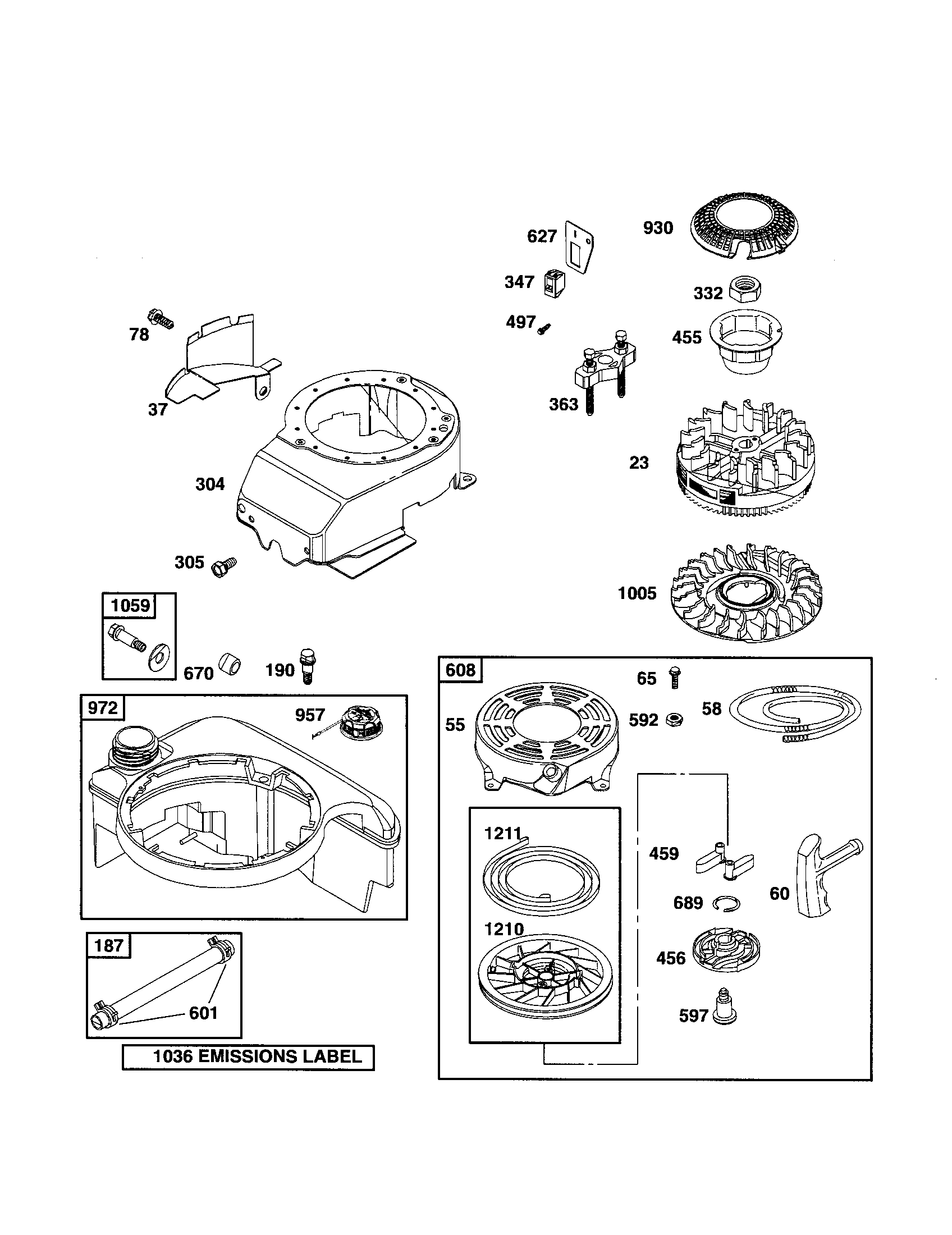 Rewind starter/fuel tank