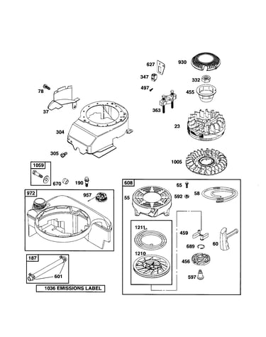 Rewind starter/fuel tank