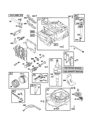 Cylinder/crankshaft/sump
