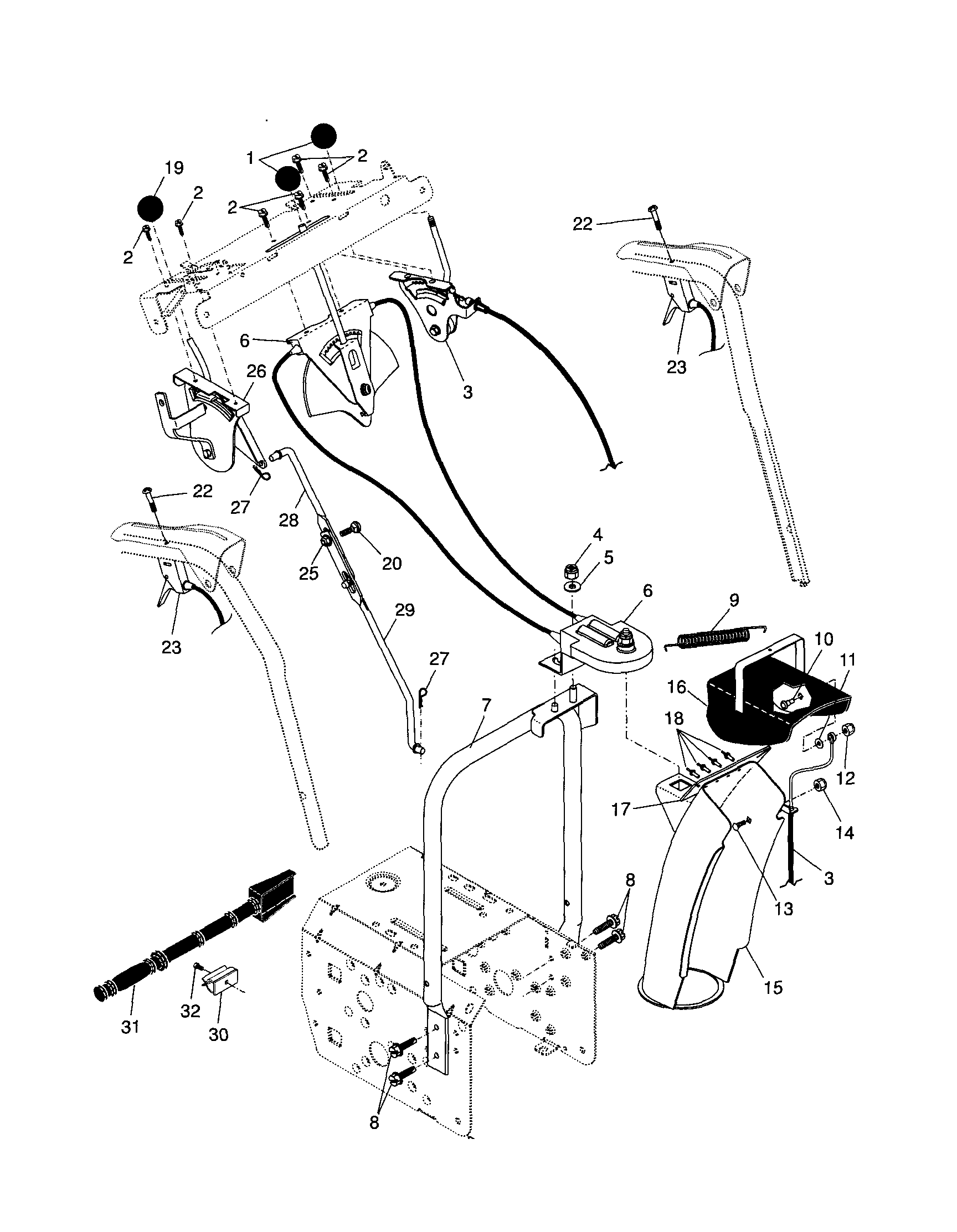 Control panel/discharge chute