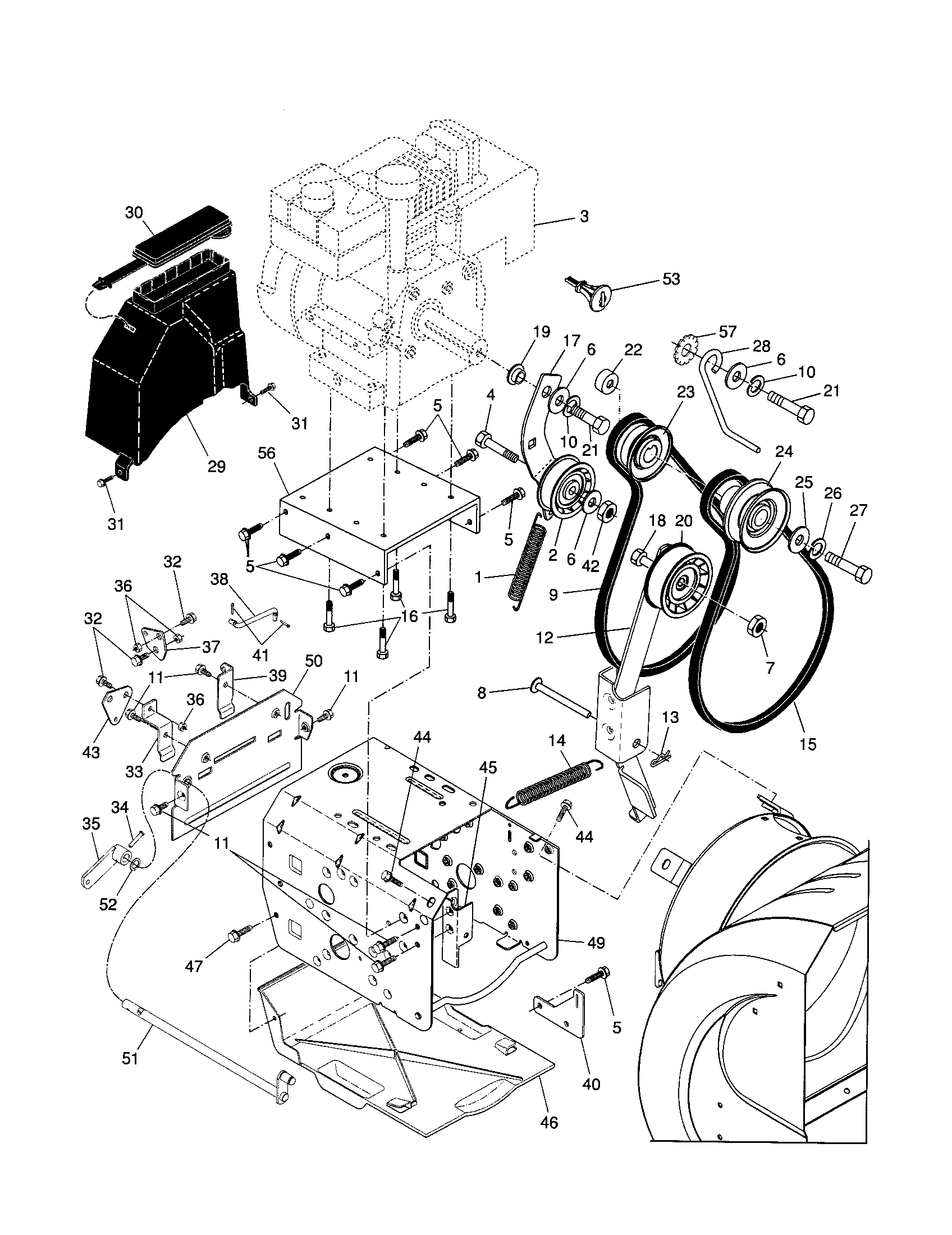 CHASSIS/ENGINE/PULLEYS