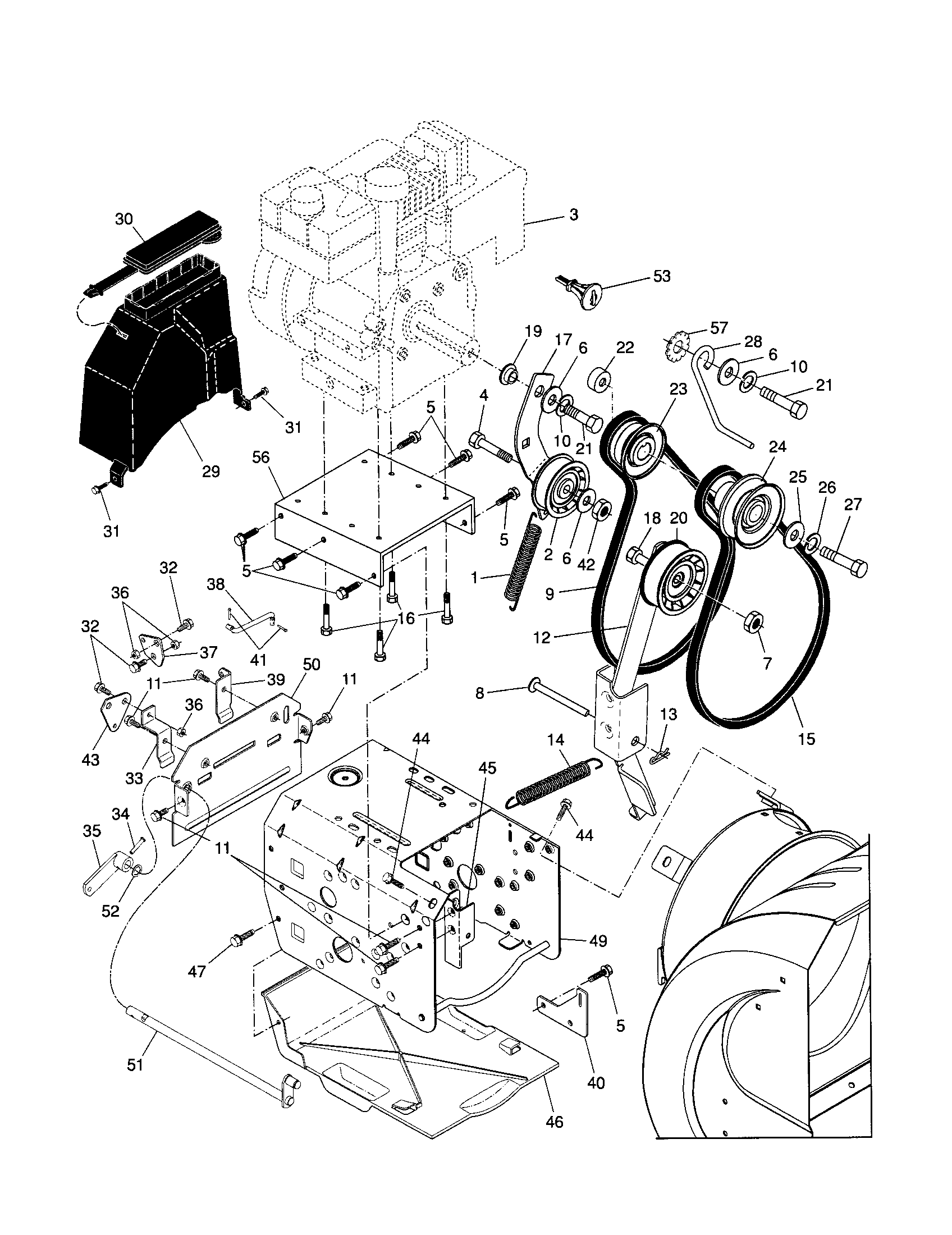 Chassis/engine/pulleys