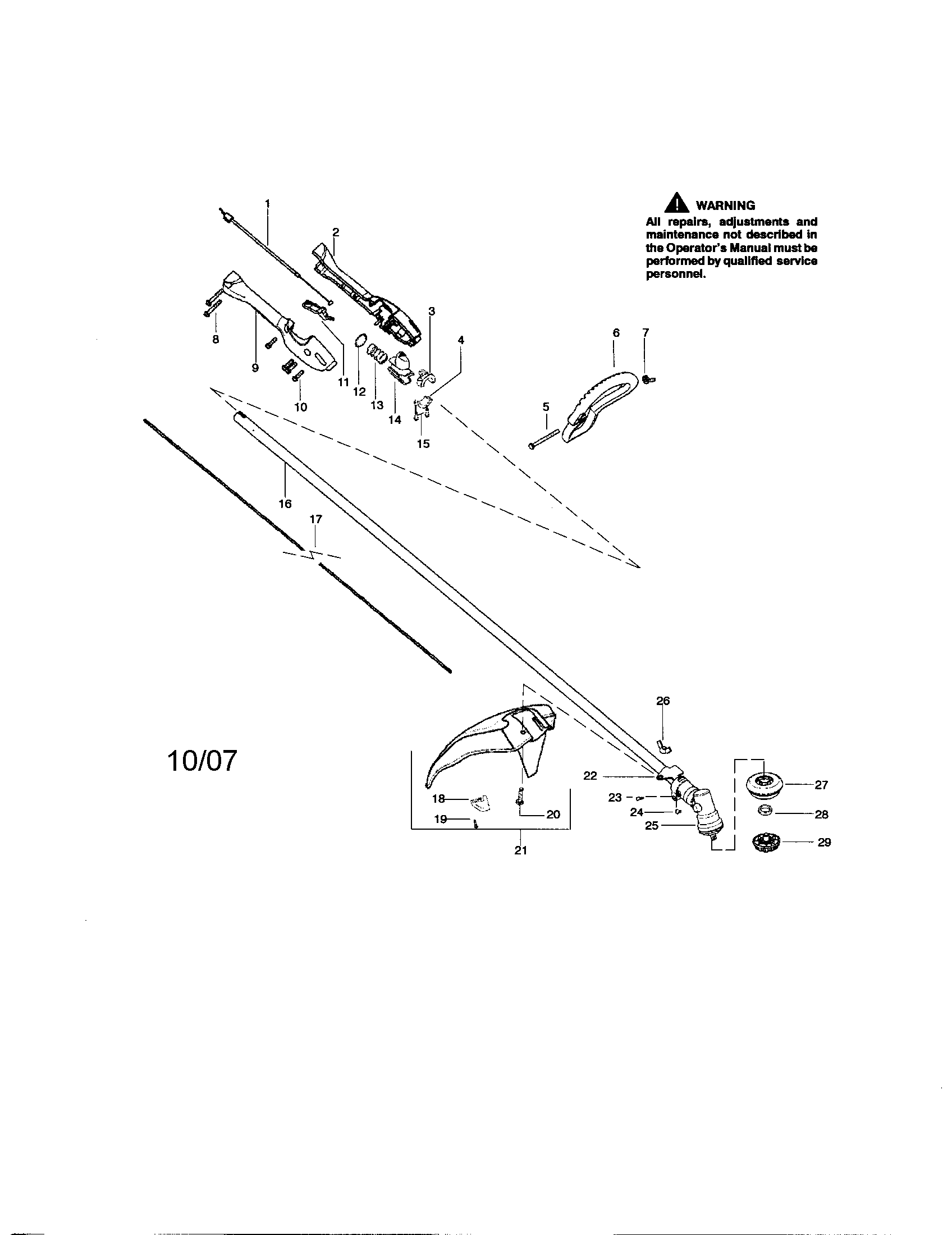 Driveshaft/handle/shield