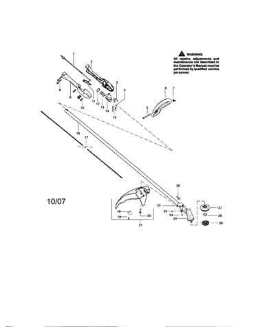 Driveshaft/handle/shield