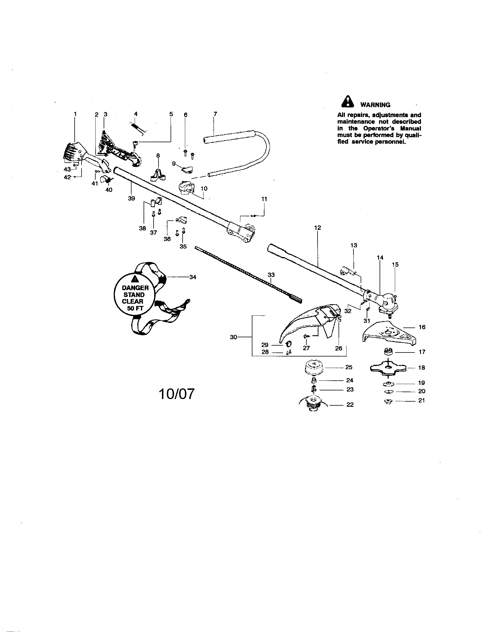 Driveshaft/handle/shield