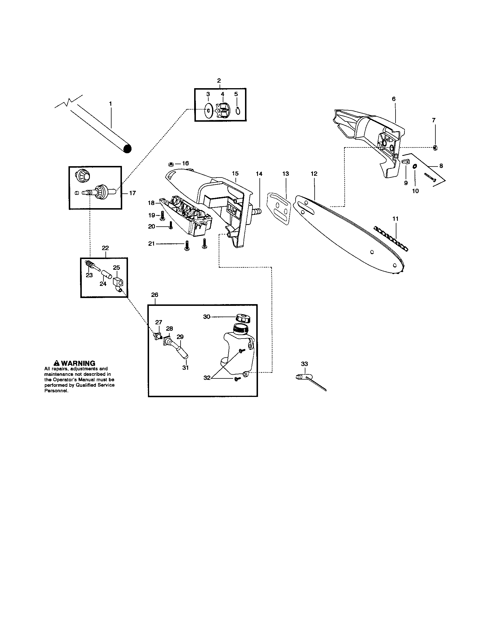 Oil tank/bar/gear kit
