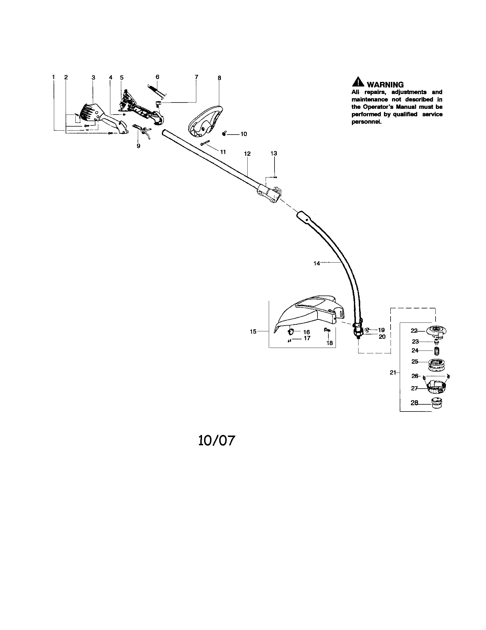 Driveshaft/shield/handle