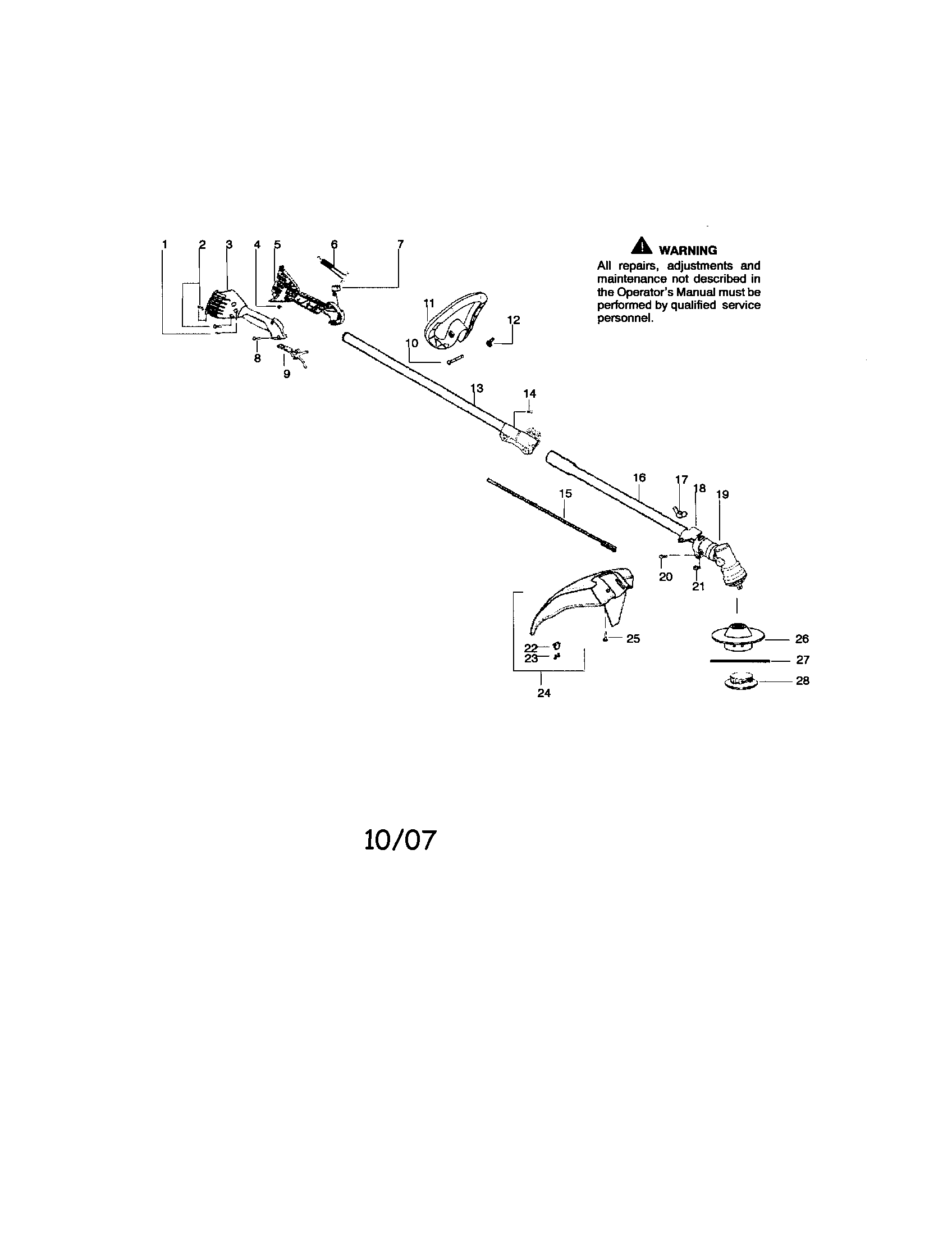 Driveshaft/handle/shield