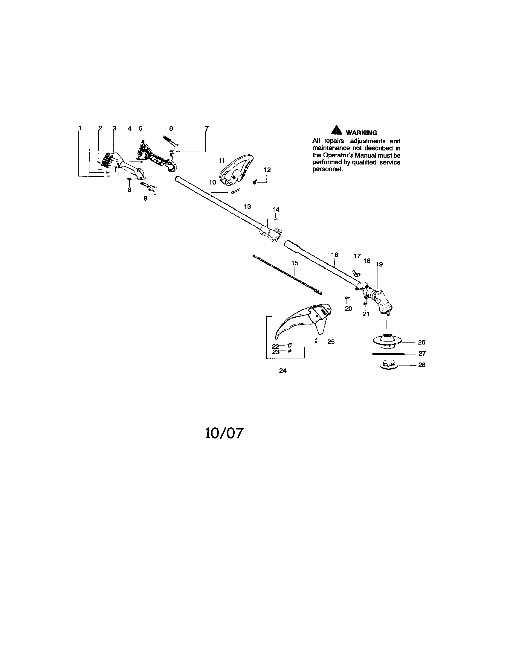 Driveshaft/shield/handle