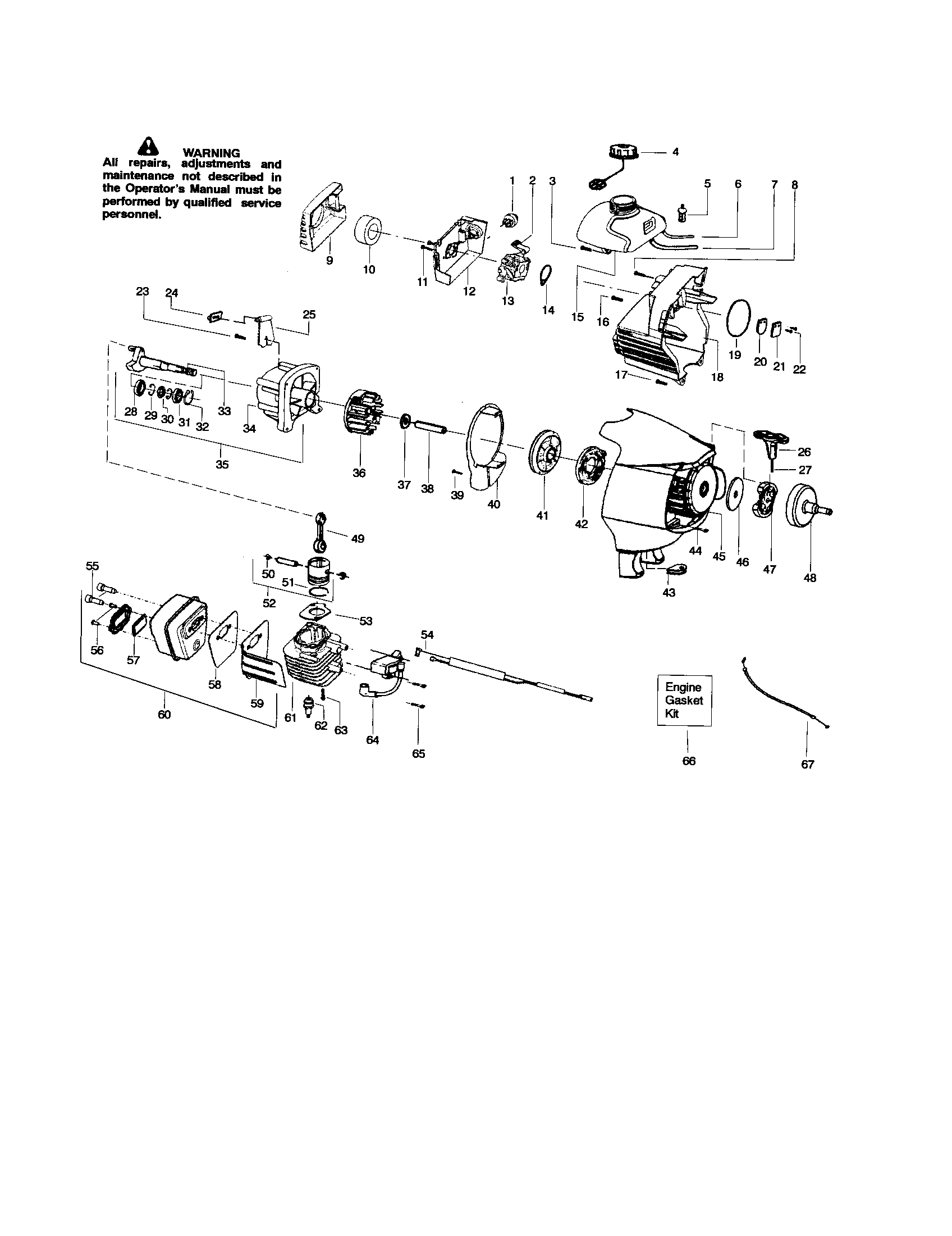 Cylinder/crankshaft/muffler