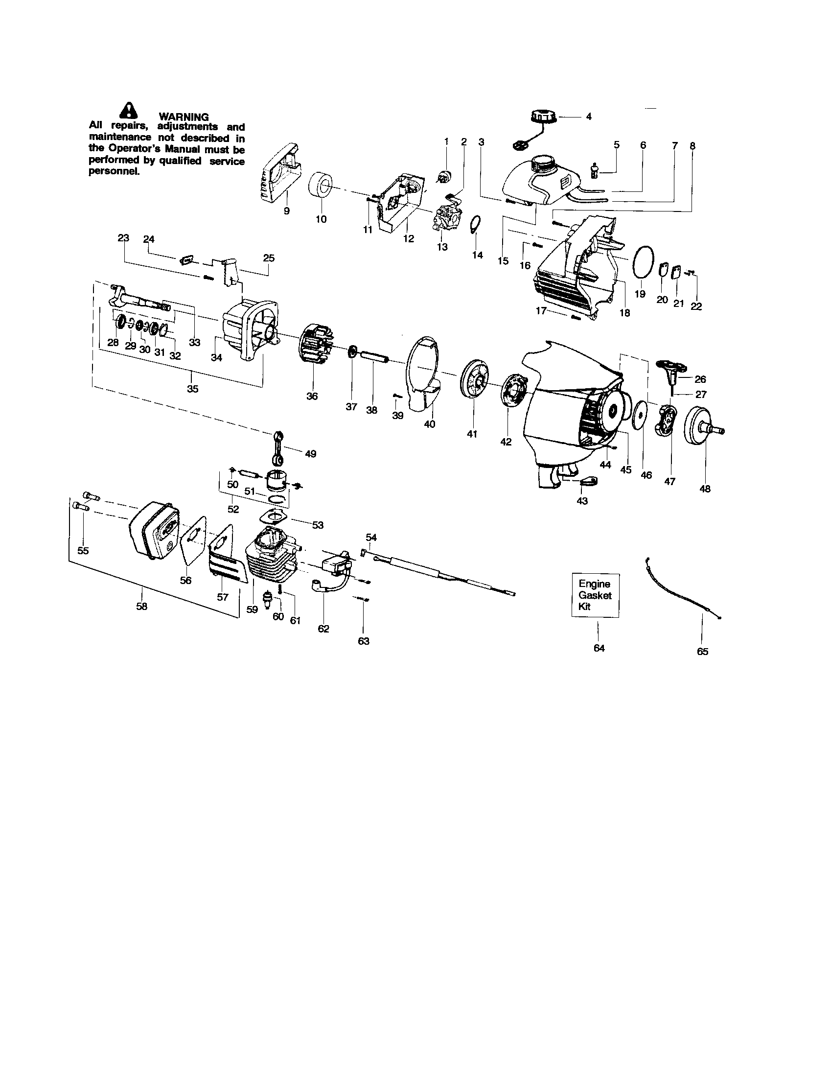 Cylinder/muffler/crankshaft