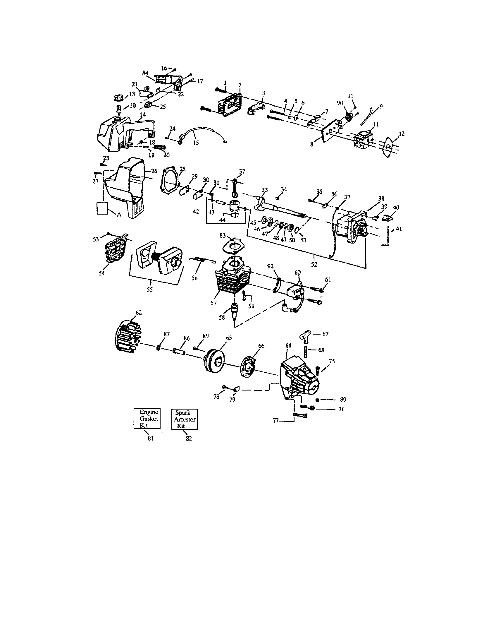 Cylinder/crankshaft/muffler