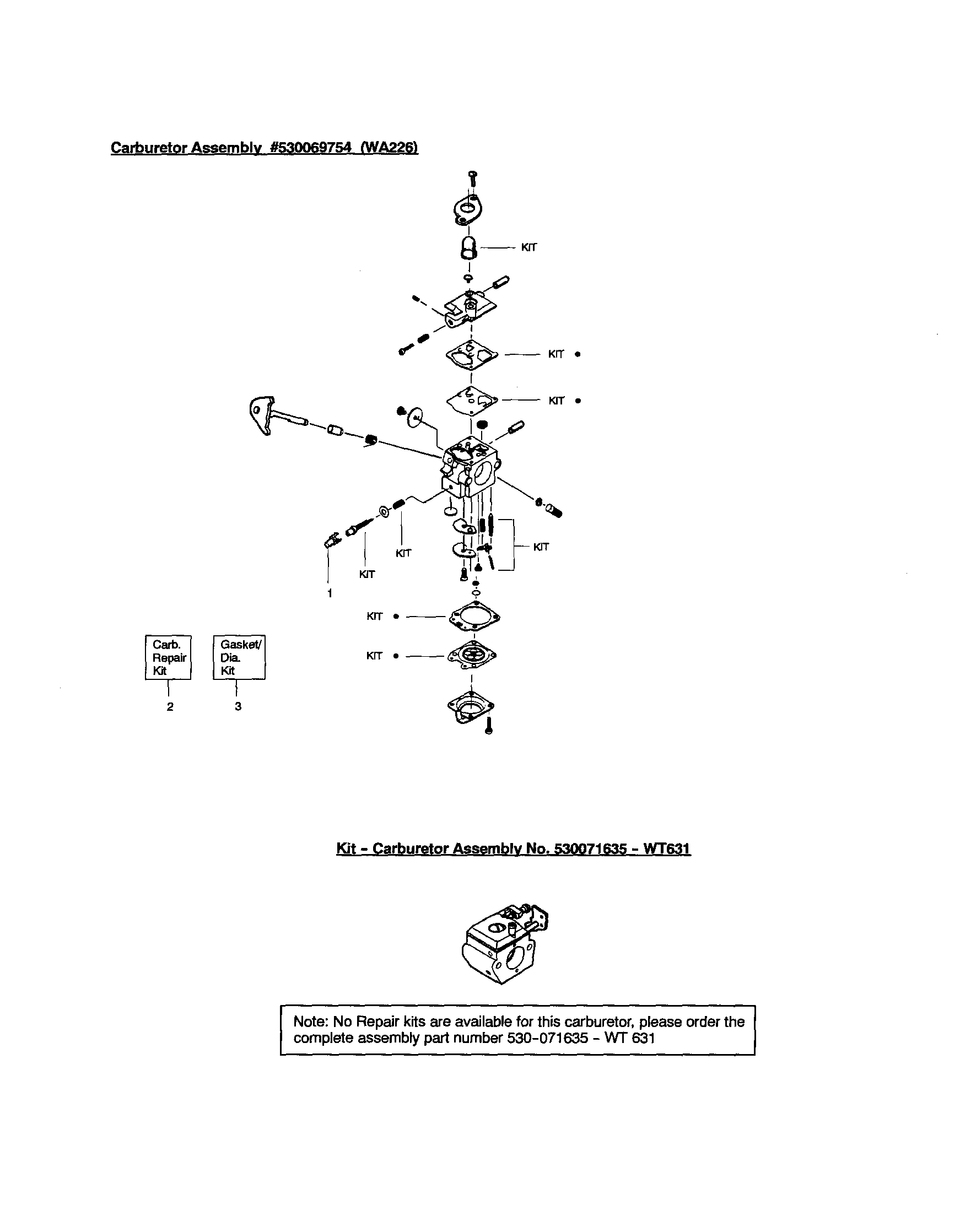 Carburetor #530069754 (wa226)