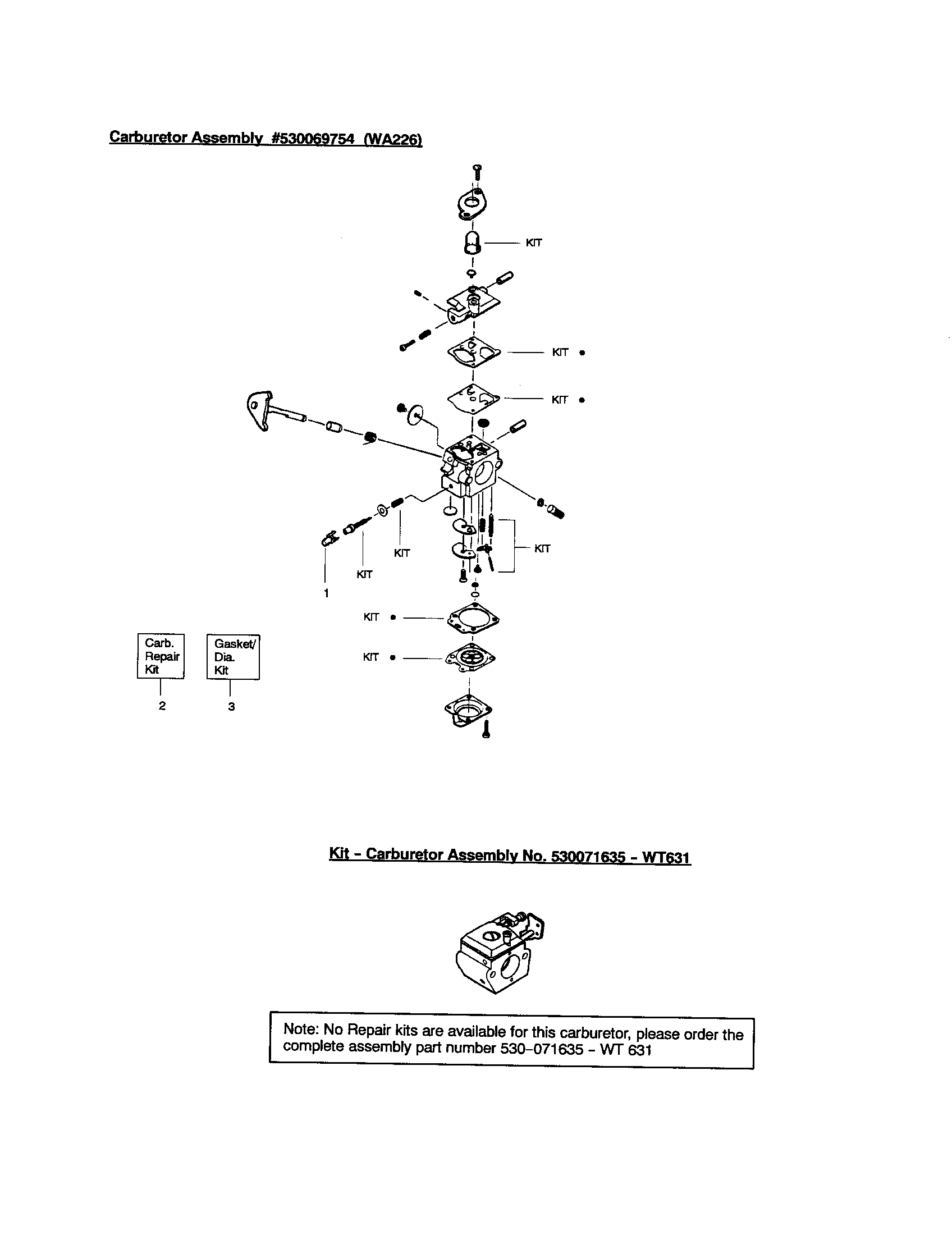 Carburetor #530069754 (wa226)