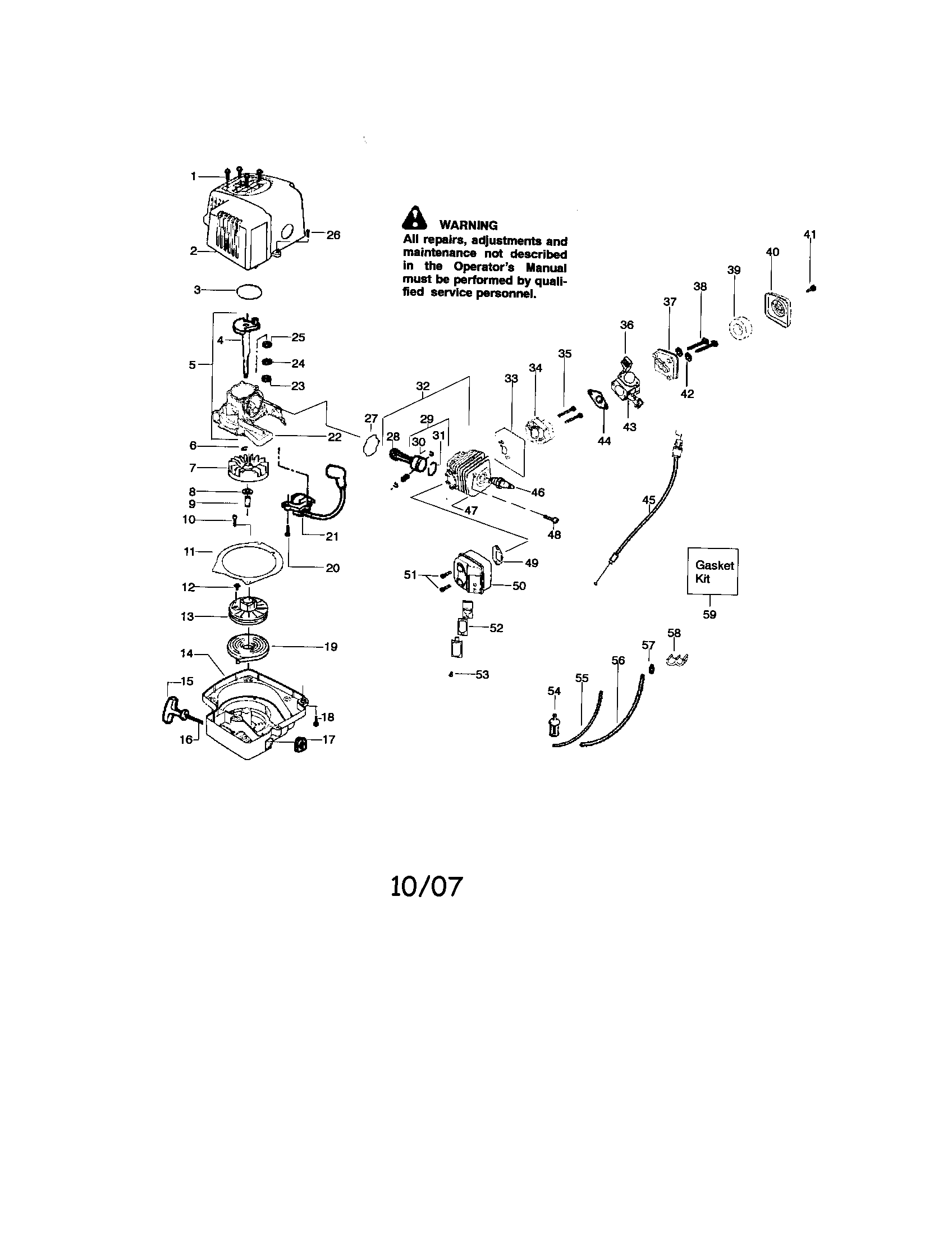 Shroud/crankshaft/crankcase