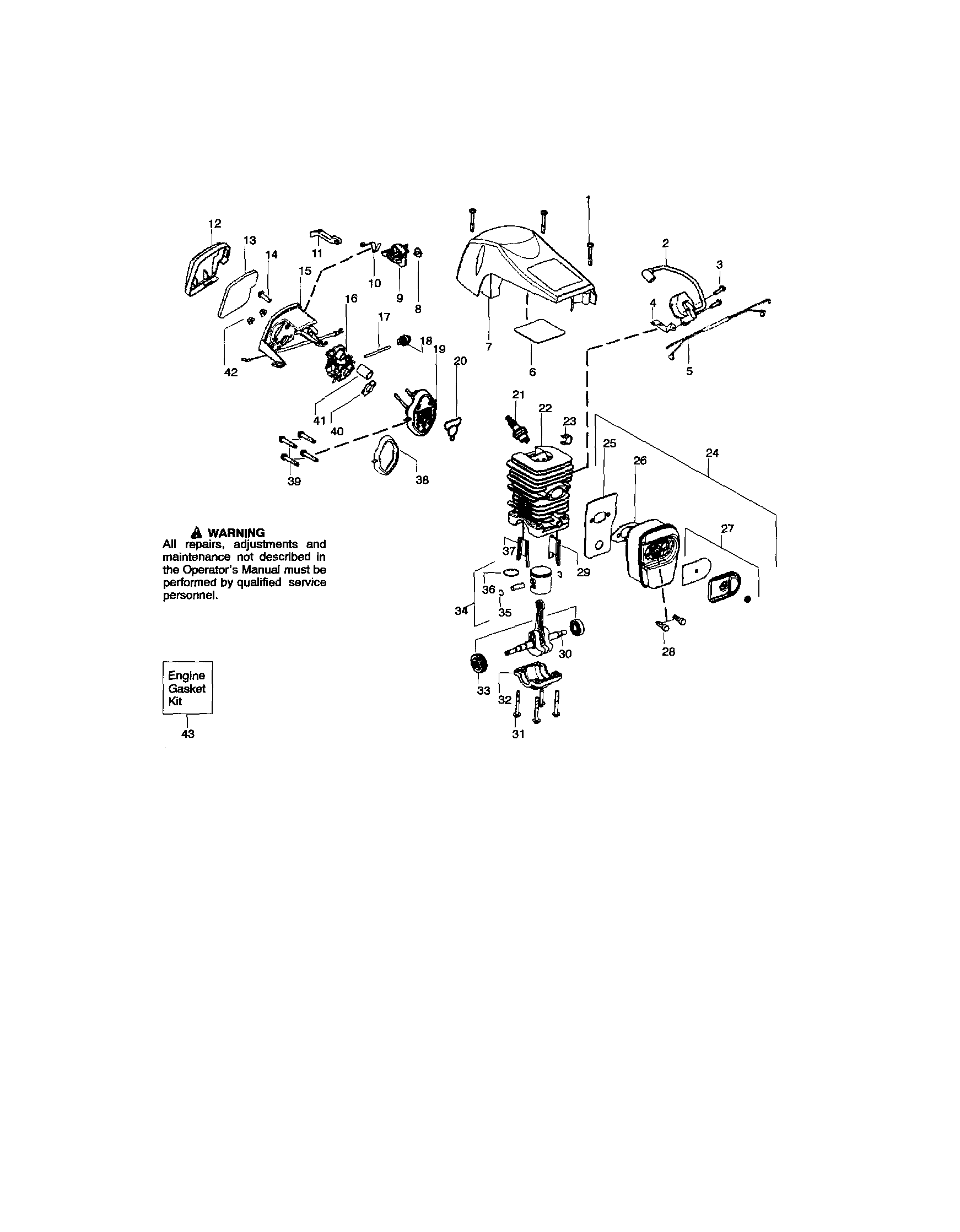 Shield/cylinder/crankshaft