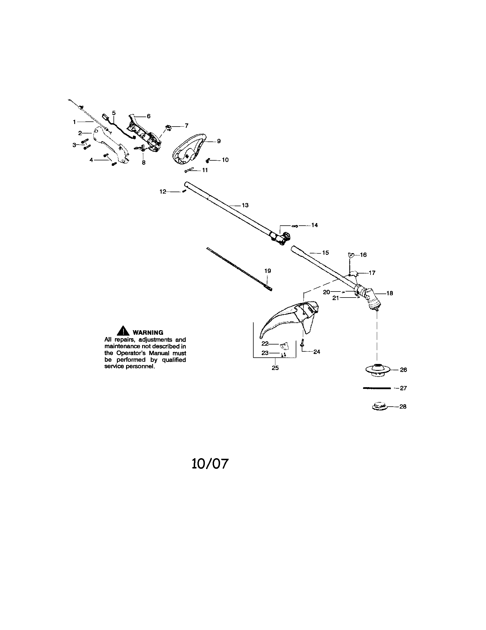 Driveshaft/handle/shield