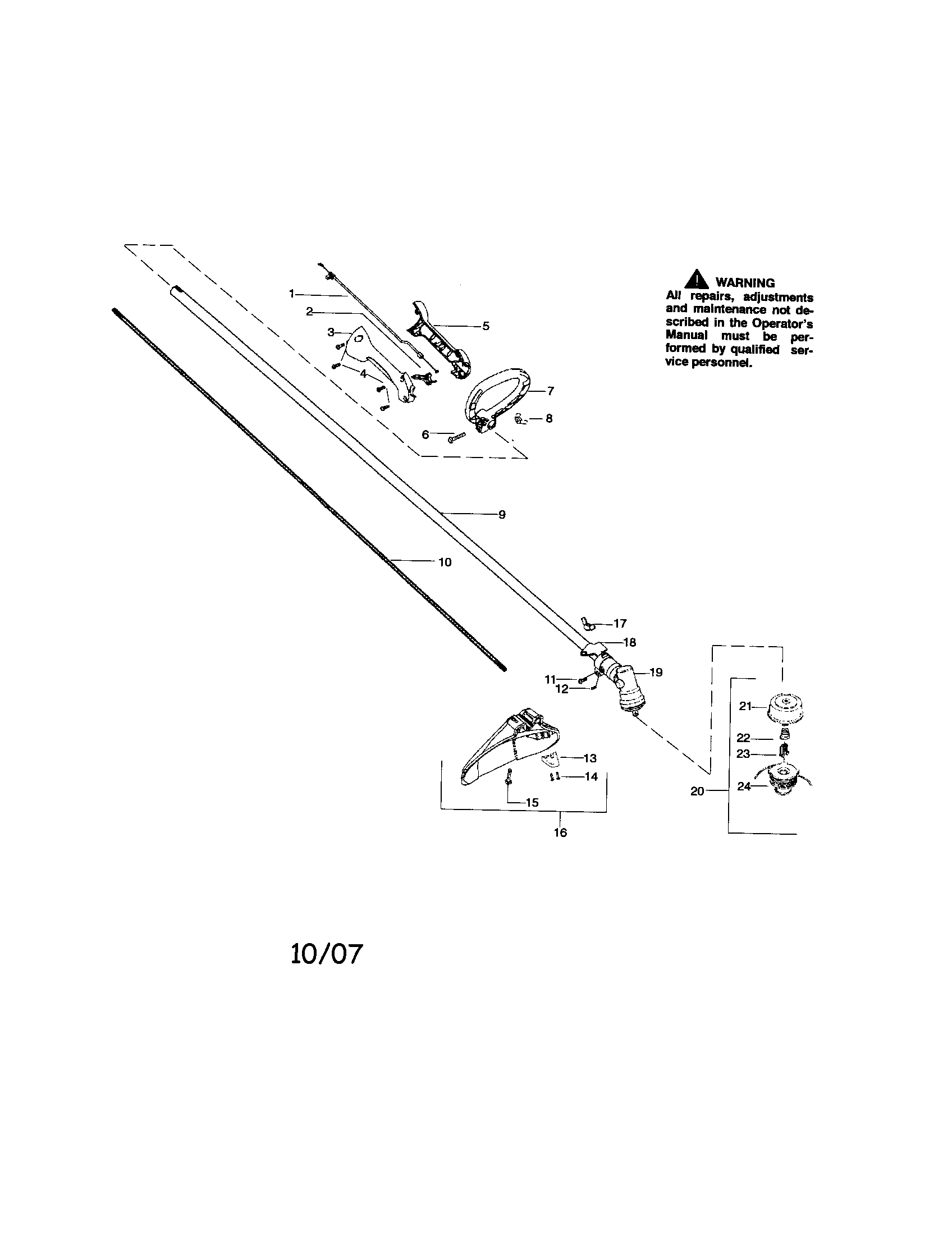 Driveshaft/shield/handle