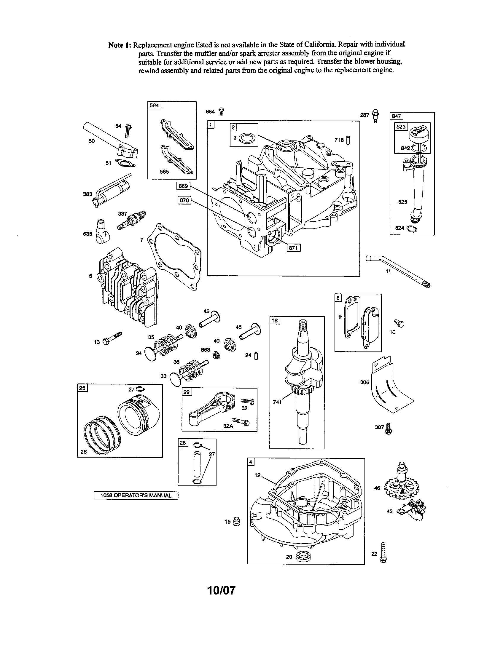 Cylinder/crankshaft/sump