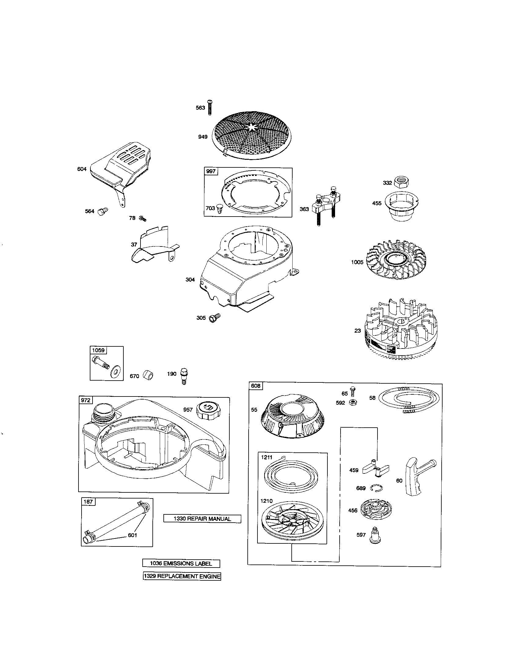 Rewind starter/fuel tank