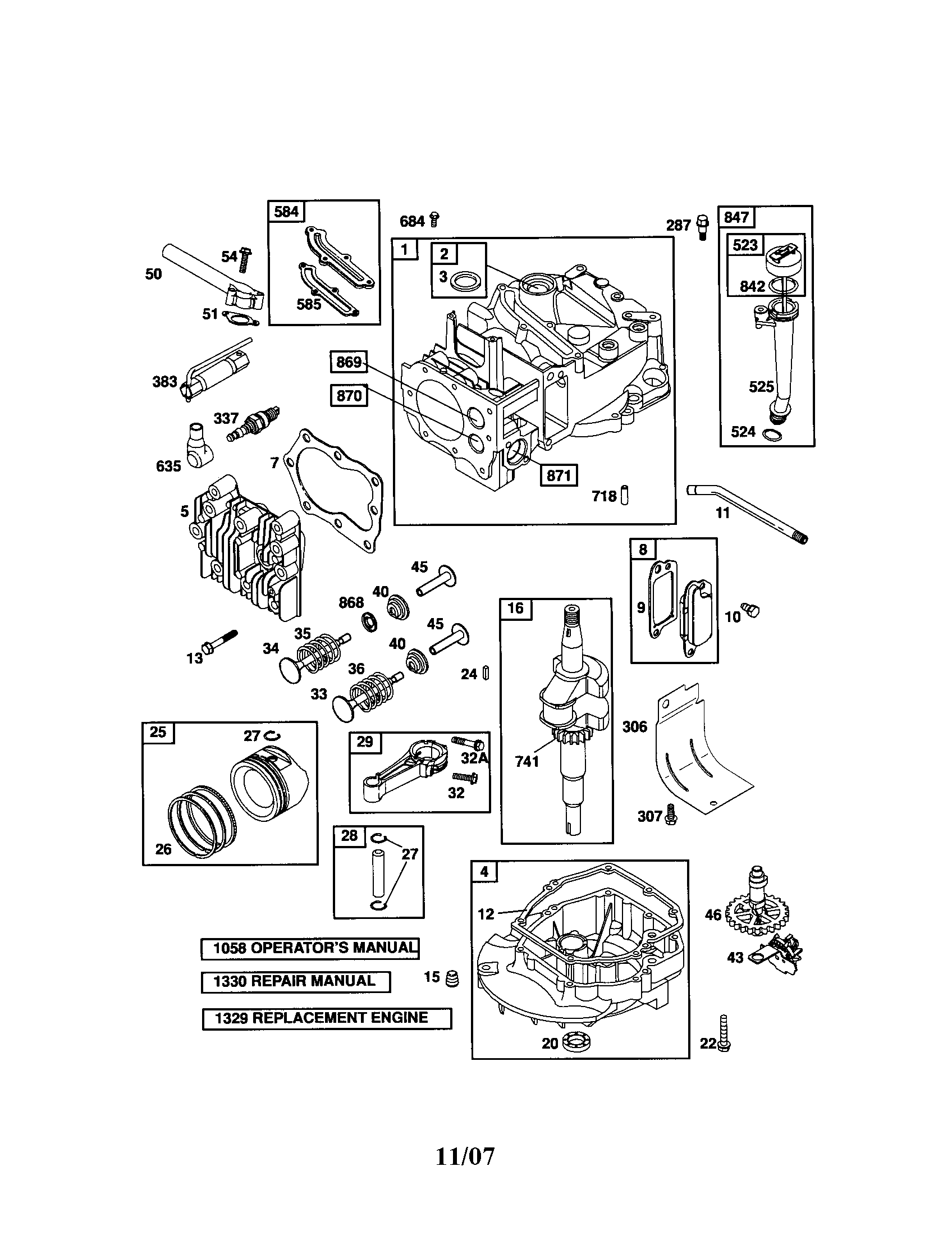 Cylinder/crankshaft/sump