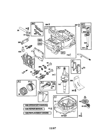 Cylinder/crankshaft/sump