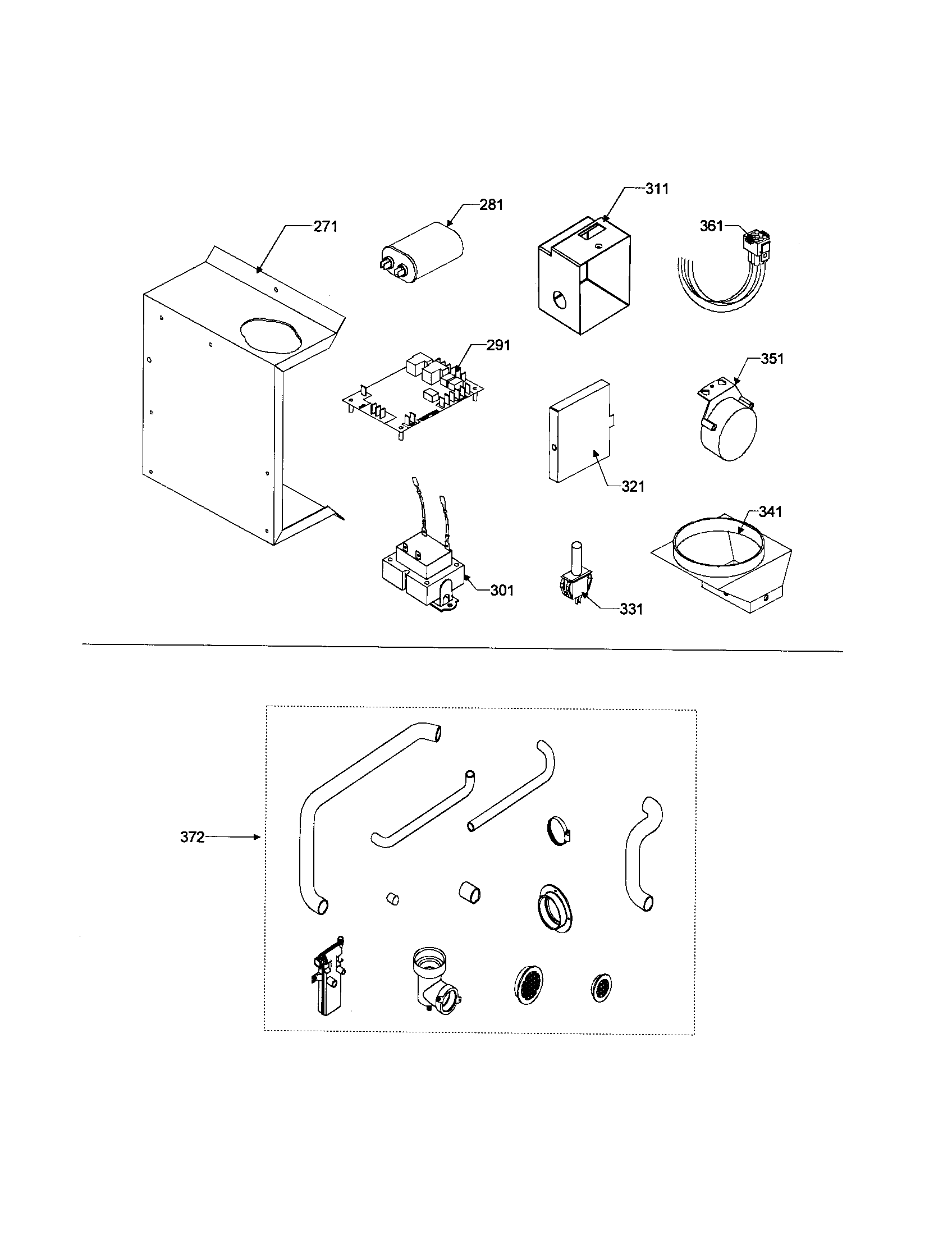 Misc. components/drain kit assembly